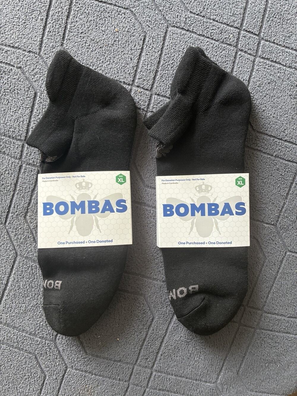 Bombas Black Ankle Socks Unisex Size X-Large 2 Pairs New